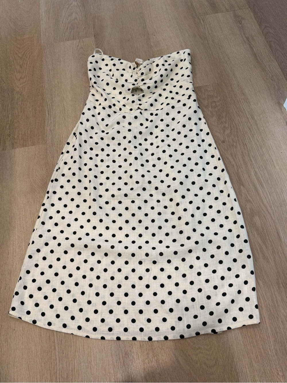 Cream Polka Dot Strapless dress